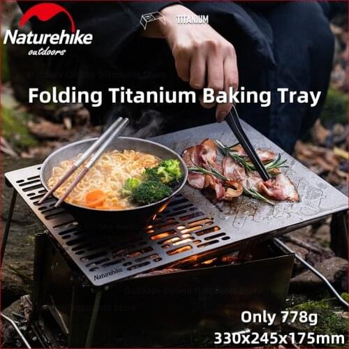 Naturehike Folding Titanium Barbecue Plate Camping Portable Firewood BBQ Plate Titanium Food Clip Ultralight Outdoor Baking Tray