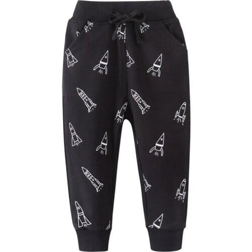 New Boys Girls Sweatpants with Rockets Printed Fashion Baby Clothes Drawstring Sport Pants Children Full Trousers Boys Pants