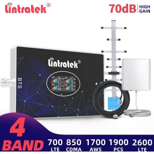 Lintratek 4G Mobile Signal Booster 2G 3G Cellular LTE Signel Amplifier 700 850 1700 1900 2600 Cellphone Repeater 70db Repetidor