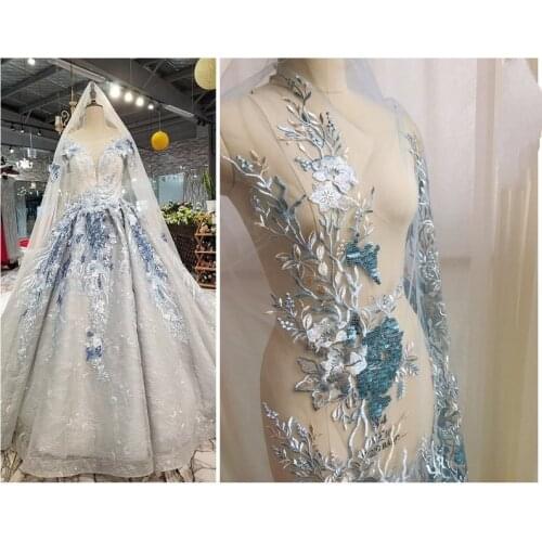 GLace 1pcs/lot sequins 3D applique beaded lace accessories fabric flowers wedding decoration TX1082