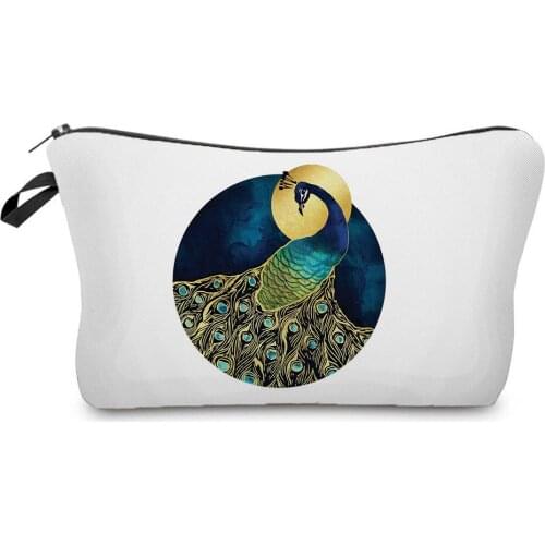 Peacock Print Womens Bag Hot Sale Cosmetic Bag Pretty Makeup Bag High Quality Storage Bag Portable Pencil Cases Casual Gift Bag