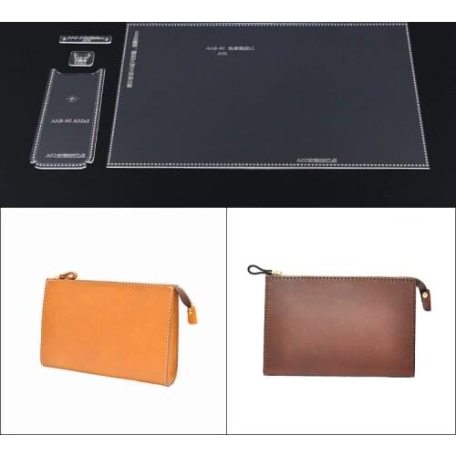 1set Leather Craft Clear Acrylic Clutch Bag Handbag Pattern Stencil Template Tool Set DIY Kit