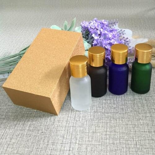 2pcs/lot 10ml Empty Green/Amber/Clear/Purple Glass Essential Oil Bottle Container with Gold/Silver Screw Cap &Wooden Packing Box