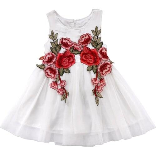 2018 Summer Cute Kids Baby Flower Girls Dress Party Dress Gown Formal Sleeveless Dresses Sundress Size 2-6T
