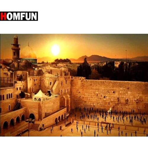 HOMFUN Full Square/Round Drill 5D DIY Diamond Painting " israel jerusalem " 3D Diamond Embroidery Cross Stitch Home Decor Gift