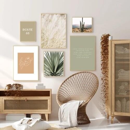 Boho Arizona Desert Landscape Painting Canvas Print Sage Green Art Poster Abstract Earth Tone Wall Art Picture Living Room Decor