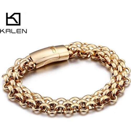 KALEN Italy Multiple Color Stainless Steel Chain Link Bracelets Men Fashion Male 22cm Magnetic Hand Chain Bracelets Jewelry 2020