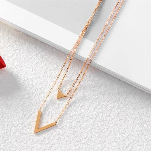 Top Quality Stainless Steel Rose Gold Color Geometric Shape Pendant Necklace Charm Chain Elegant Necklaces Jewelry for Women