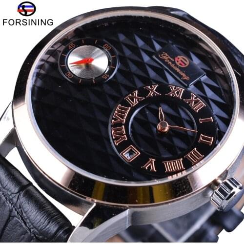 Forsining Fashion Obscure Design Genuine Leather Date Display Uhren Mens Automatic Mechanical Wrist Watch Men Top Brand Luxury