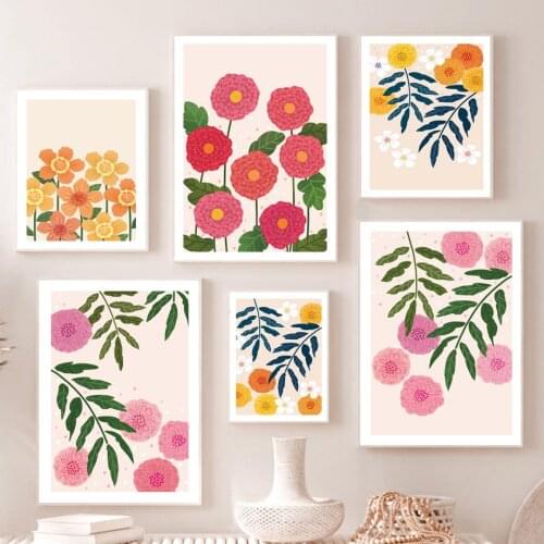 Flower Market Daisy Sakura Peach Abstract Wall Art Canvas Painting Nordic Posters And Prints Wall Pictures For Living Room Decor