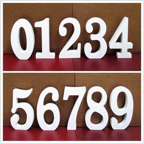 1pc 10cm White Wood Numbers 0-9 Wooden DIY Arabic Numerals Ornaments Art Crafts Standing Party Wedding Home Decor