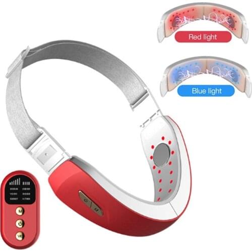 V-Face Lifting Device Chin V-Line Up Lift Belt Red Blue Photon Therapy EMS Massager Facial Slimming Machine Double Chin Reducer