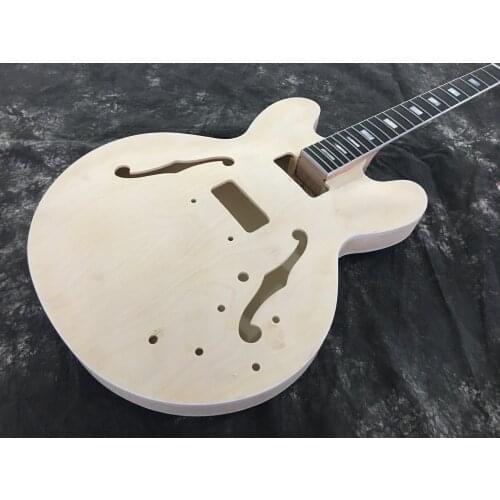 Lvybest electric guitar half finished kits,no paint,no install parts ,real pearl small block inlay,ebony fingerboard！free ship