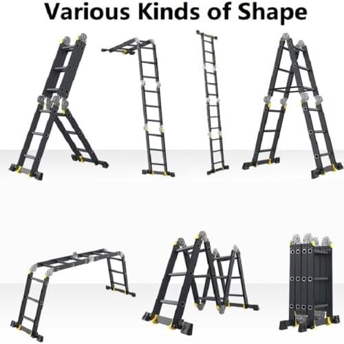 Engineering Ladder Multifunctional Folding Aluminum Alloy Thickened Home Lifting Tool Working Accessory Pullable Straight Stairs