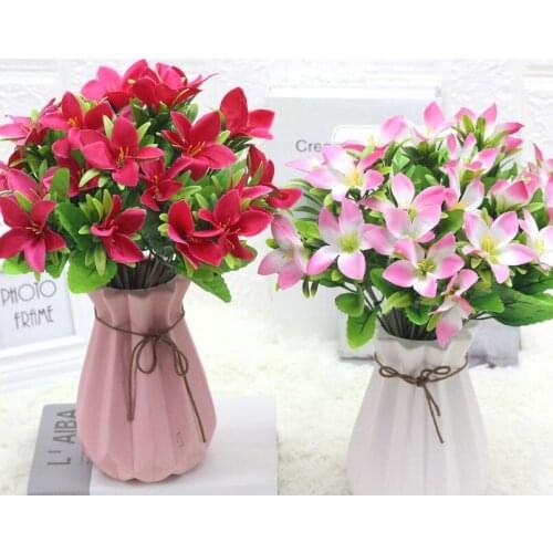 31cm Lily Perfume Orchid Artificial Flower Imitation Plants Wedding Decoration Hotel Home Decoration Props Lily Silk Flower