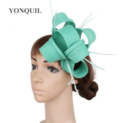 Emerald green fascinators hats sposa party wedding hats and floral fascinator with feathers headbands accessories or 20 Colors