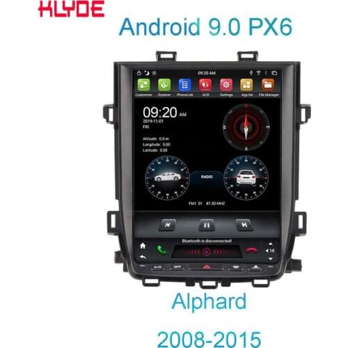 KD-12132 KLYDE Radio Audio 12.1 inch screen Android 9 tesla Car DVD Stereo Player Steering Wheel GPS for Alphard 2008-2015