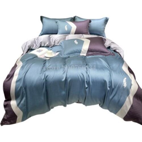 Luxurious Design European Style Bedroom Exquisite Tencel 4Pcs Set Double-Sided Tencel Silky Duvet Cover Bed Sheet Pillowcase