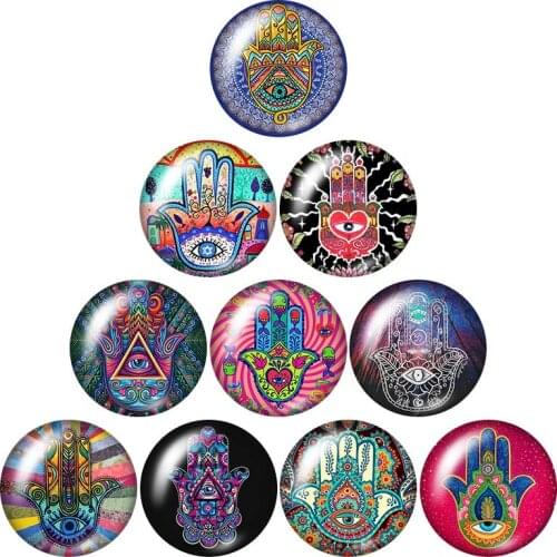 Beauty Evil Eye patterns 10pcs mix 12mm/16mm/18mm/25mm Round photo glass cabochon demo flat back Making findings ZB0990