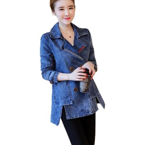New Spring Autumn Plus Size Mid-Length Denim Jacket Women 2021 Korean Fashion Loose Casual Wild Long-Sleeved Jeans Coat Female