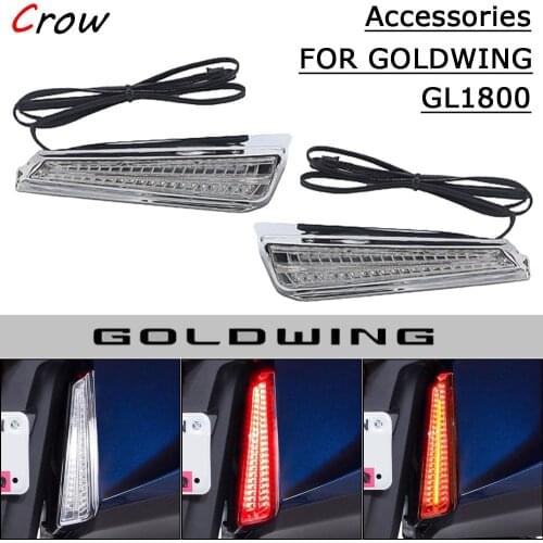 Motorcycle Chrome And Black LED Filled Panel Light For Honda Goldwing Tour DCT Airbag 1800 F6B GL1800 2018 2019 2020 2021