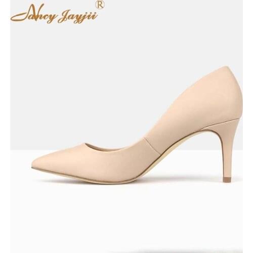 Nancyjayjii Ladies Shoes Woman Pupms Pink Solid Super High Thin heels Pointed Toe Slip-On Sewing Basic Fashion Leisure 2021