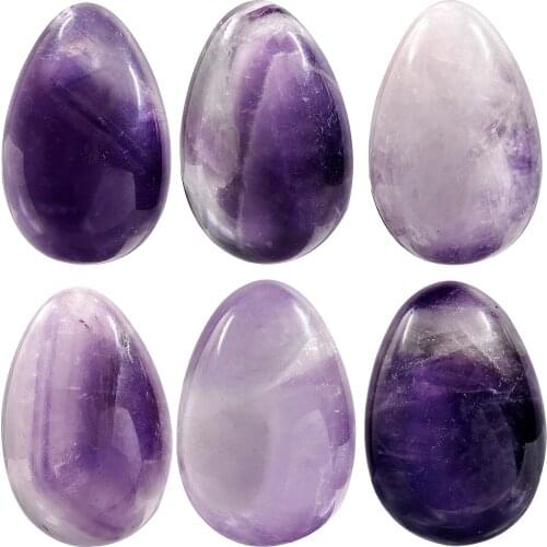 TUMBEELLUWA Natural Crystal Stone Amethyst Egg Shaped Gravel Specimen Room Decor Yard & Garden Decoration Office Ornaments