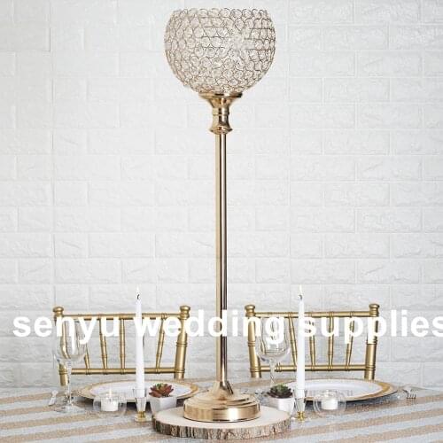 New style Tall Gold Silver Crystal Acrylic Goblet Votive Candle Holder senyu177