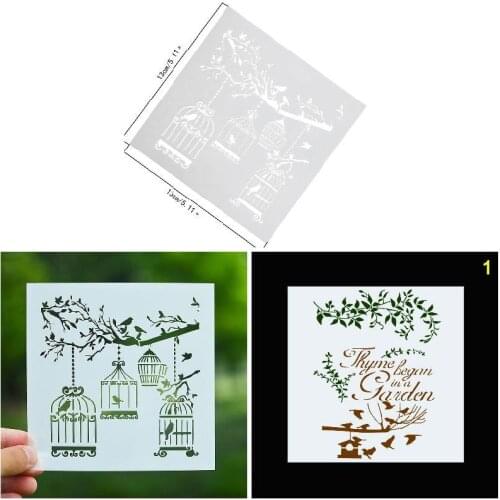 NEW DIY Bird Branch Shape Embossing Stencil Mold for Cake Chocolate Scrapbooking Album Decor HUN