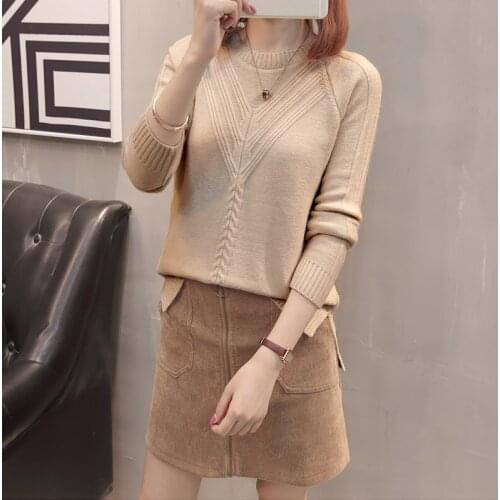 Autumn Winter Womens Sweaters White Loose O Neck Knitting Pullovers For Female Split Korean Style Knitwear Women Winter Tops