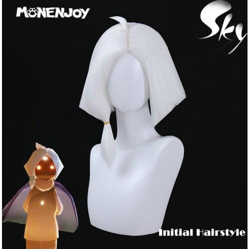 Monenjoy Sky Children of Light Cosplay Wig White Initial Hairstyle Cos Hair