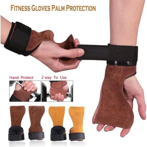 Cowhide Gym Gloves Grips Anti-Skid Weight Lifting Grip Pads Deadlifts Workout Crossfit Fitness Gloves Palm Protection