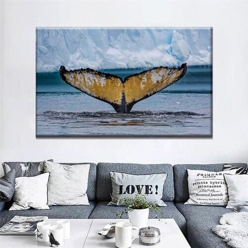 Large Sea Animals Whale Shark Posters Cartoon Canvas Paintings Living Room Wall Decor Animals Wall Art Pictures Home Decoration