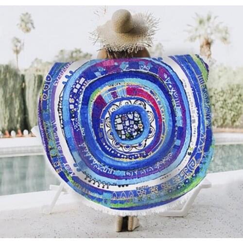 Beach Towel Round Geometric Evil Eye Bead Pattern Yoga Mat Tasseled Blanket Quick Drying Absorbent Shower Beach bathing Unisex