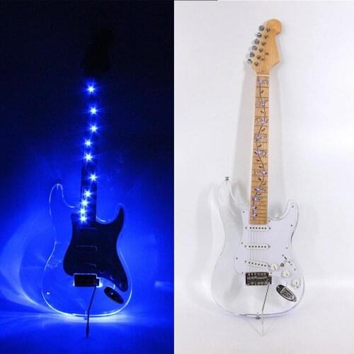Custom LED Light Electric Guitar Maple Acrylic Body Crystal Guitar Sweet Sound