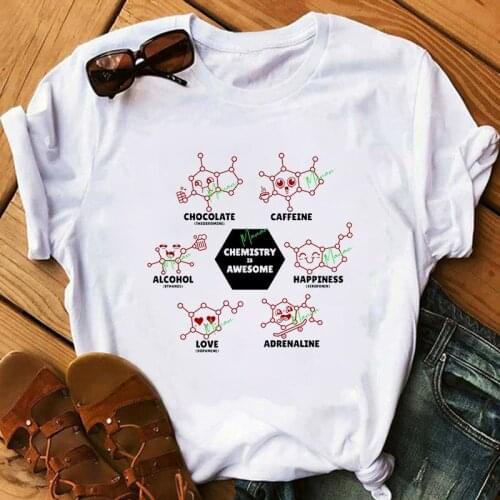 Simple chemical printing pattern Funny Summer Female T-Shirt Casual Short-Sleeve Tees Ulzzang Harajuku ladies T-shirt