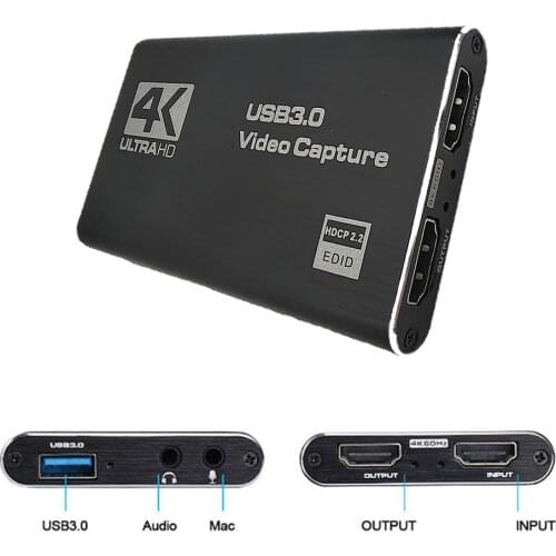 HDMI-Compatible Video Capture Card 4K Record USB3.0 1080P 60FPS Game Capture Device For OBS Capturing Game Card Live