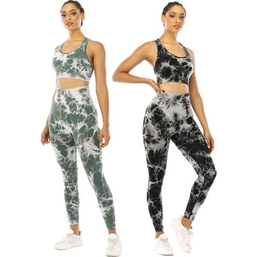 Yoga Fitness Sportwear 2 Pieces Set High Quality New Sports Tie Dye For Women