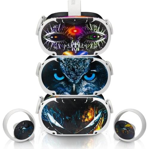 Stickers for Oculus Quest 2 Fashion PVC Skin Cute Cat Eye Decals for Oculus Quest 2 VR Headset Controller Protector Accessories