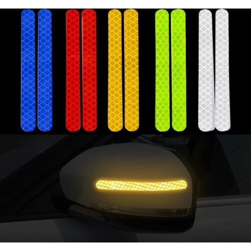 2pcs Car Stickers Rearview Mirror Reflective Strip Anti-collision Warning Stickers Exterior Reflex Tape Reflective Strip