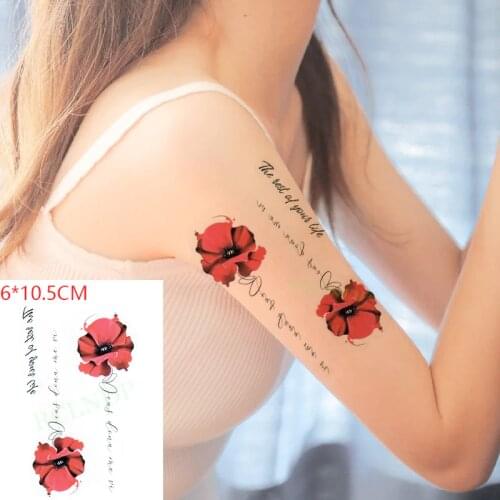 Waterproof Temporary Tattoo Sticker ins Red rose arab english alphabet sexy Body Art Flash Tatto Fake Tatoo for Women Men