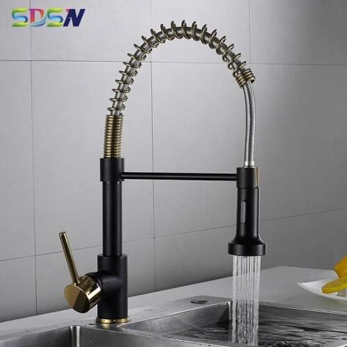 Pull Down Kitchen Faucet SDSN Spring Kitchen Faucets Quality Brass Pull Out Kitchen Faucet Deck Mounted Spring Kitchen Faucets