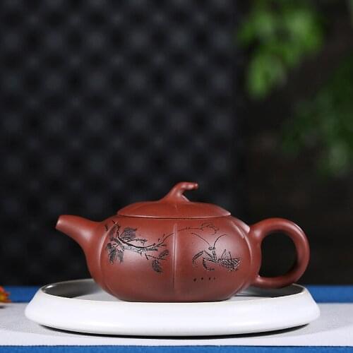 Yixing famous rainbo half full manual recommended the teapot with gifts customized direct ore pumpkin purple clay pot