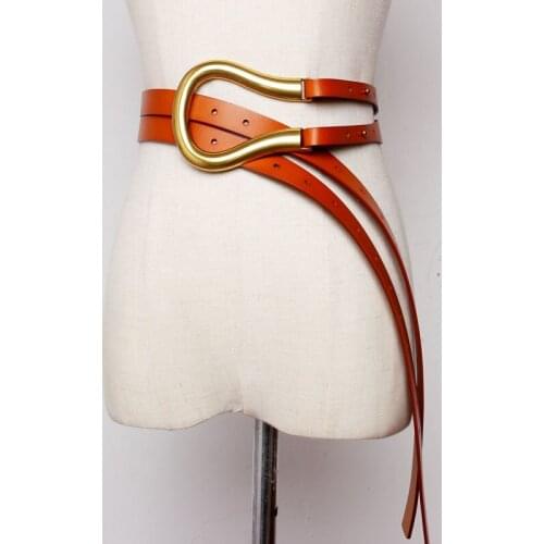 Oblique Buckle Belts Ladies 2020 New Fashion Genuine Leather Autumn Winter High Quality Sweater Coat Accessories Waist Belts