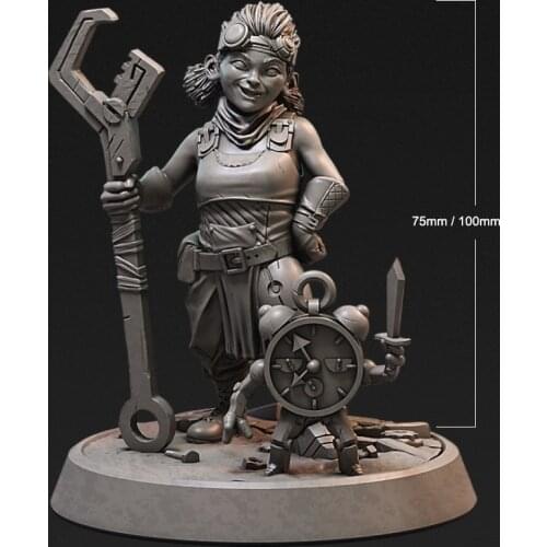 1/24 75mm 1/18 100mm Resin Model Kits The Dwarf Female Warrior Figure Unpainted No Color RW-313