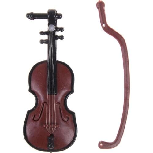 1Pc Miniature Music Instrument Plastic Mini Violin Dollhouse Decorative Ornaments Plastic Crafts DIY Home Decoration