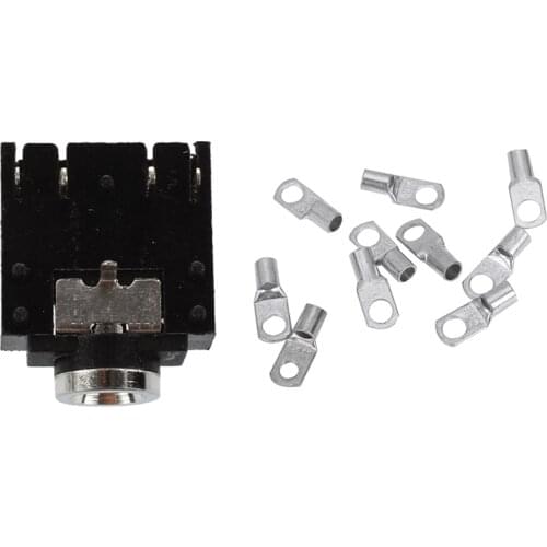 10 Pcs DIP PCB Mount 5 Pins 3.5mm Socket with 10 Pcs Copper Tube Lug Battery Starter Cable Welding Crimp Terminal Ring