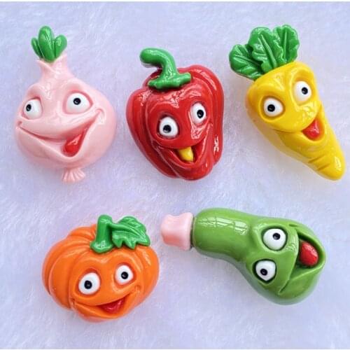 10Pcs Resin Lovely Mixed Funny vegetables Flat back Cabochon Scrapbook Kawaii DIY Embellishments Accessories E24