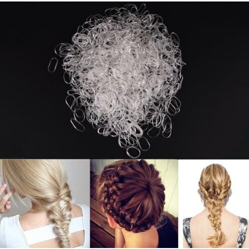 1000pcs/pack Transparent Hair Elastic Rope Rubber Band For Women Girls Bind Tie Ponytail Holder Accessories Hair Styling Tools
