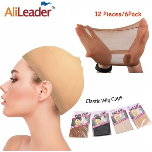 Cheap 12Pcs High Quality Stocking Caps For Lace Front Wigs Cap Coffee Black Begie Brown 5 Colors Stocking Cap Wig Making Caps